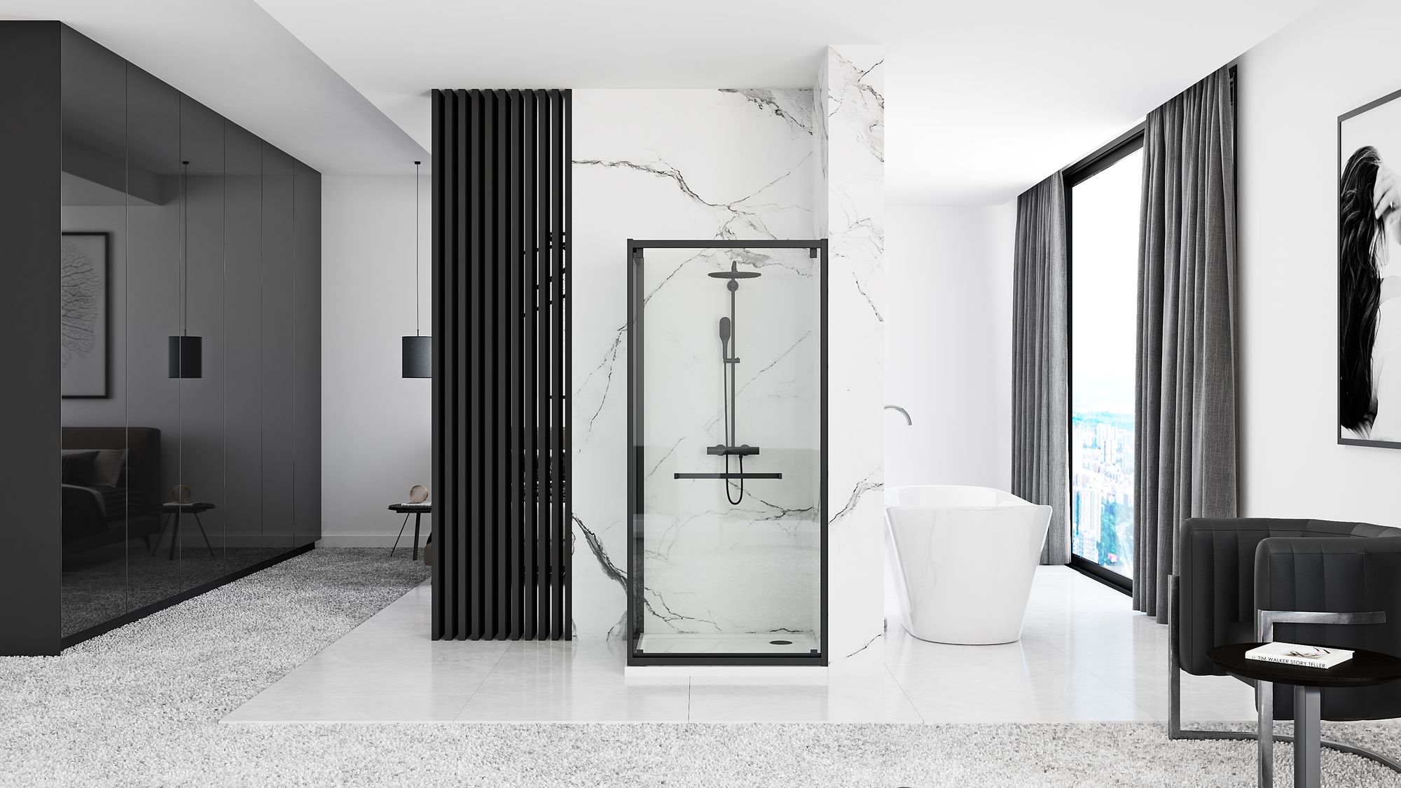 Kabina prysznicowa Rea Space In Black 80x100