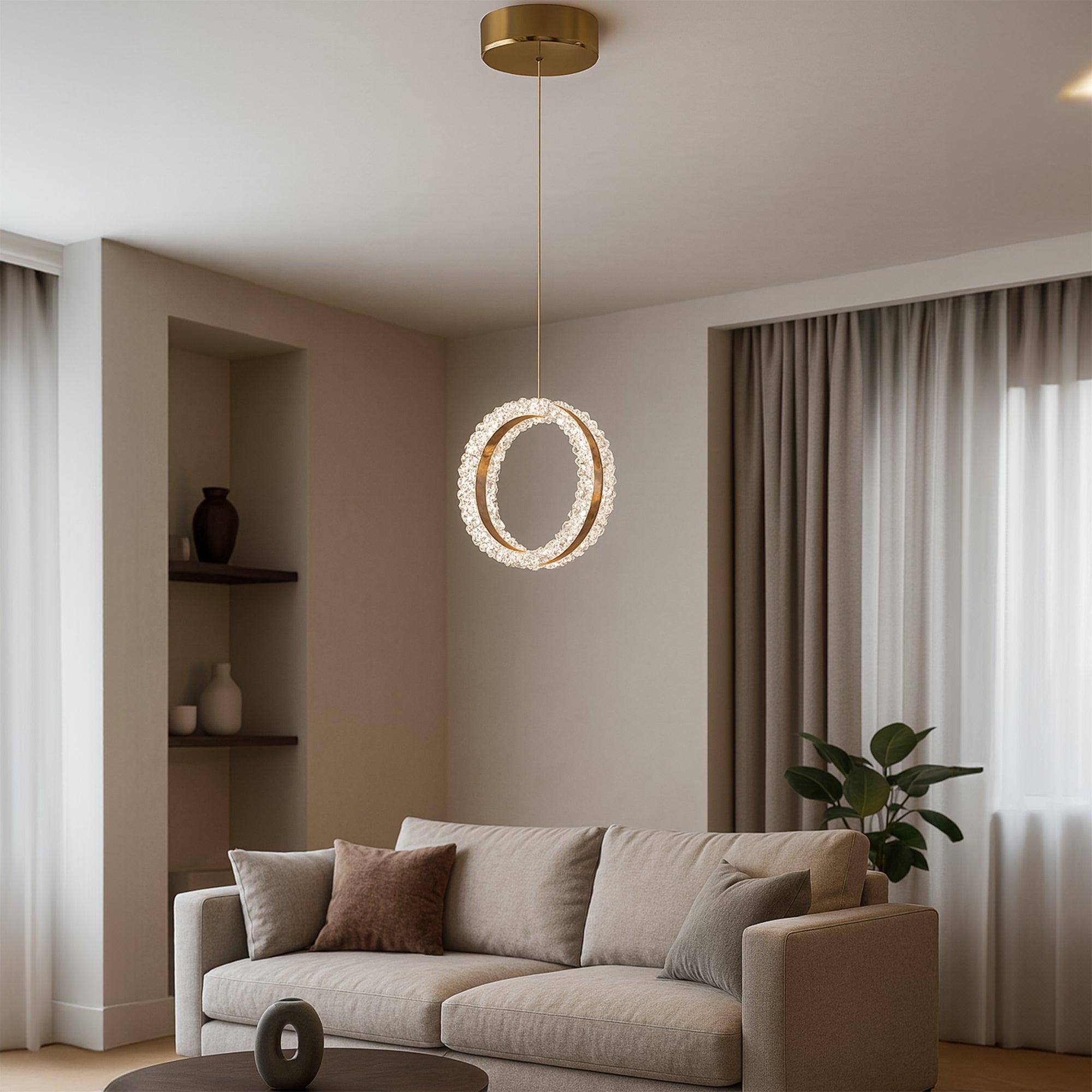 Lampa Sufitowa Wisząca Led Lhj098-cp Złota  3