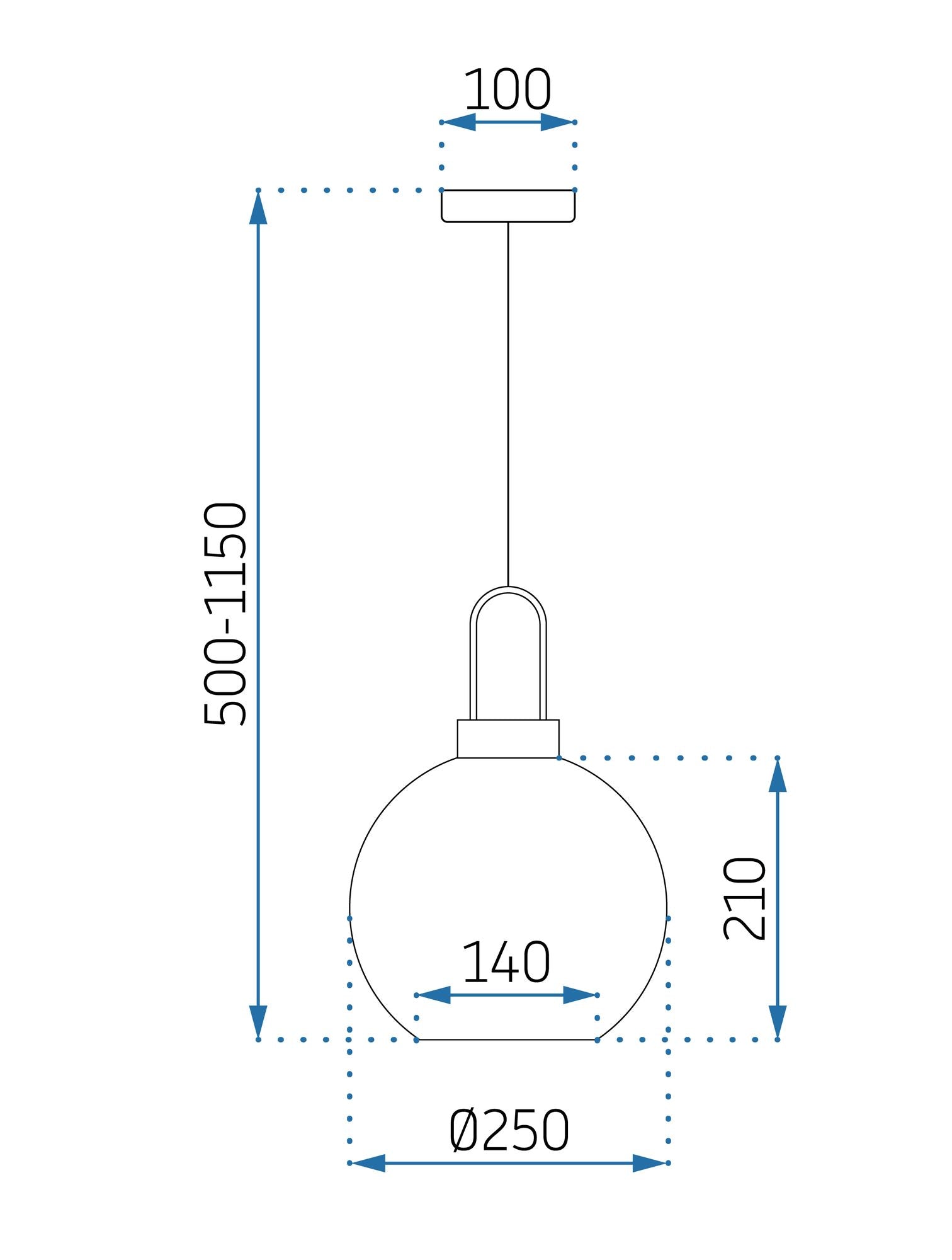 Lampa Sufitowa Wisząca Szklana Mat Kula 25cm APP627-1CP