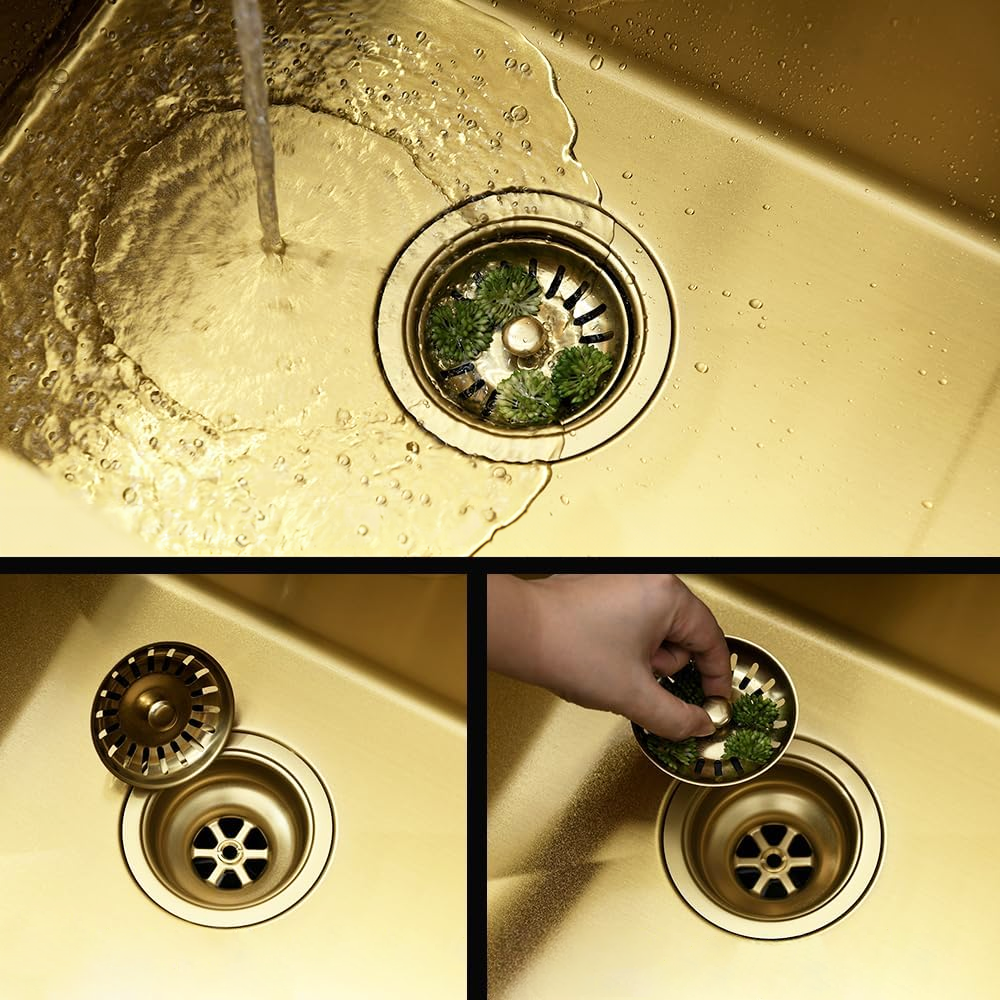 Zlewozmywak stalowy REA Fin Złoty szczotkowany Bez baterii kuchennej 5