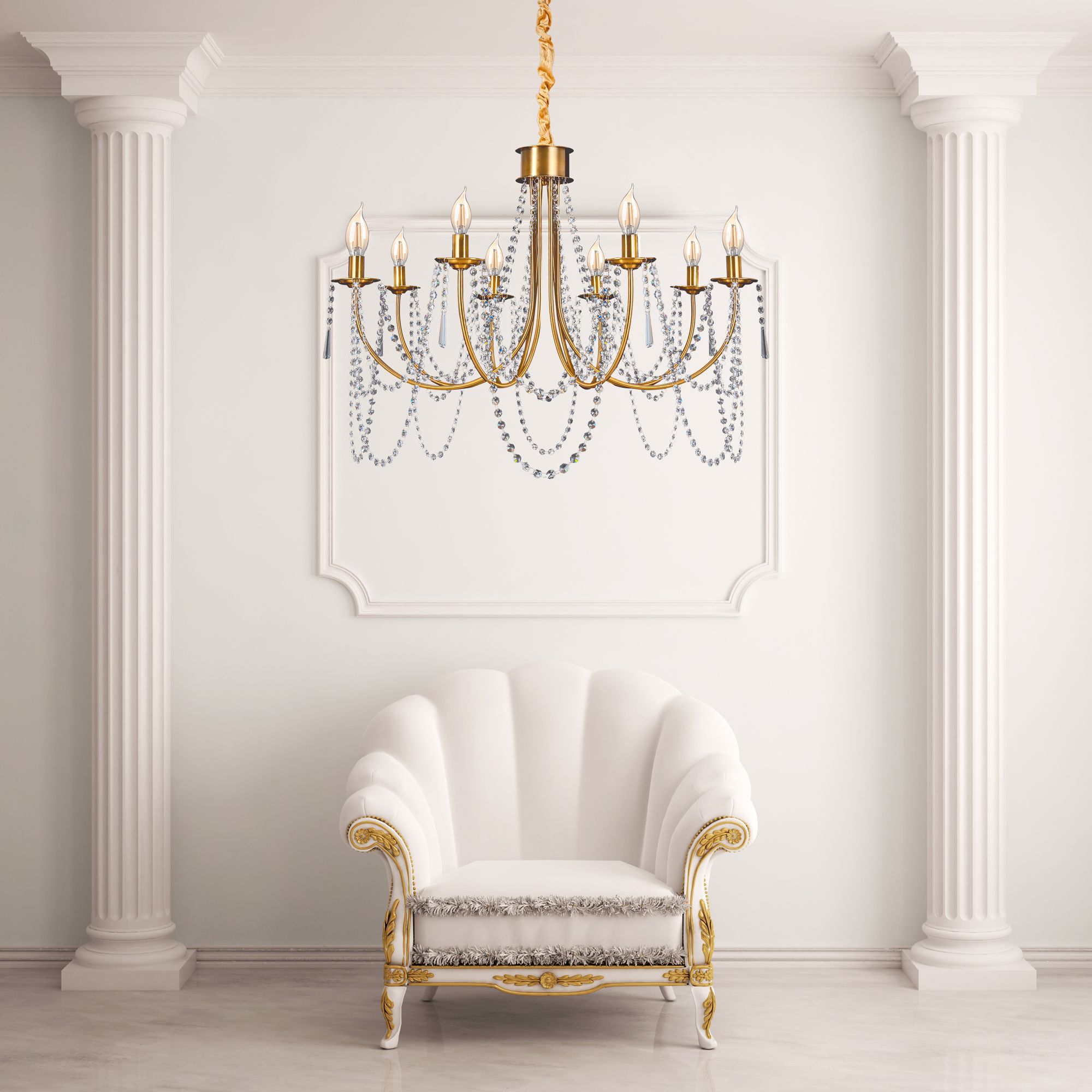 Lampa Kryształowa Żyrandol APP765-6CP Złota