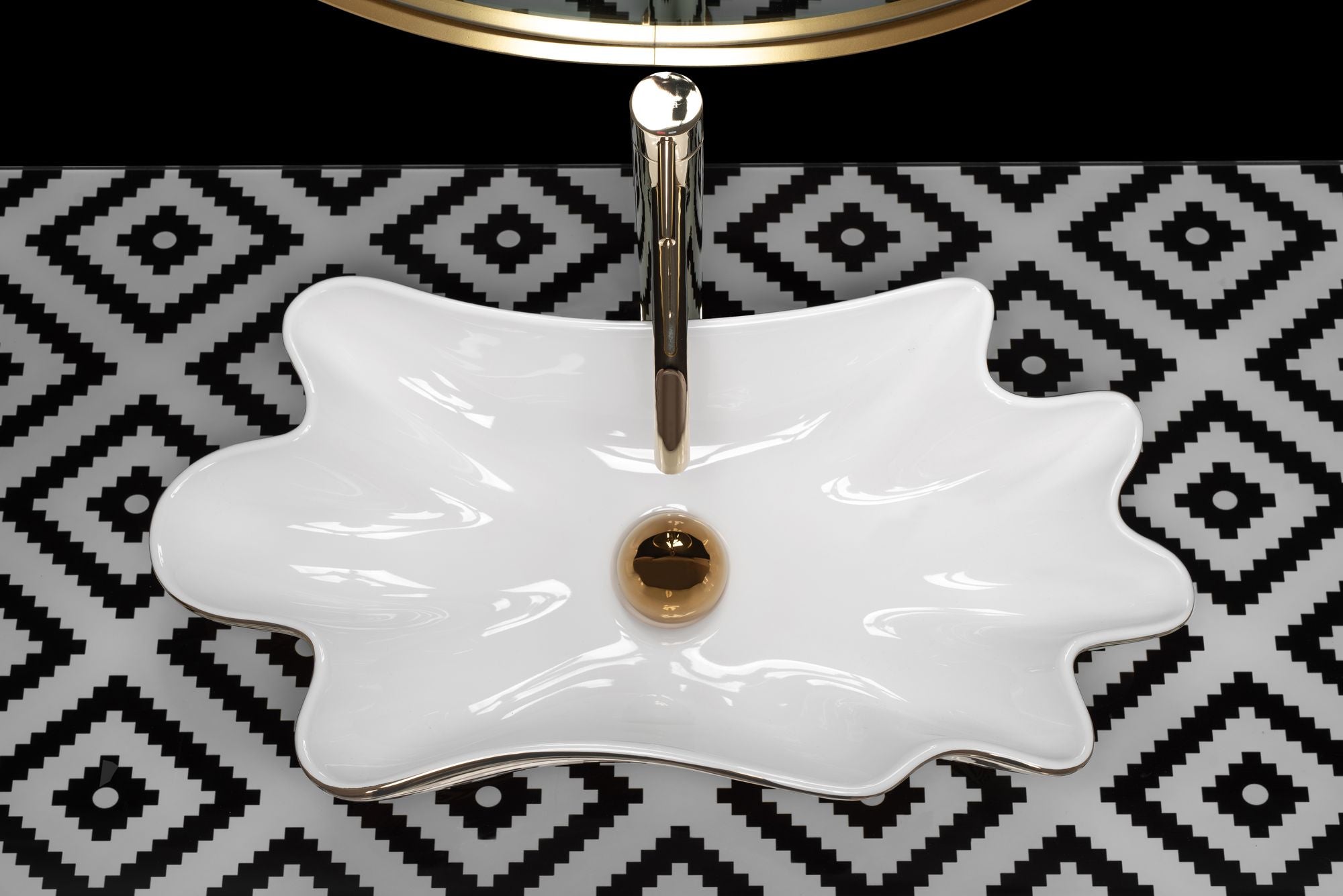 Umywalka REA Sea Infinity Gold/White + Korek