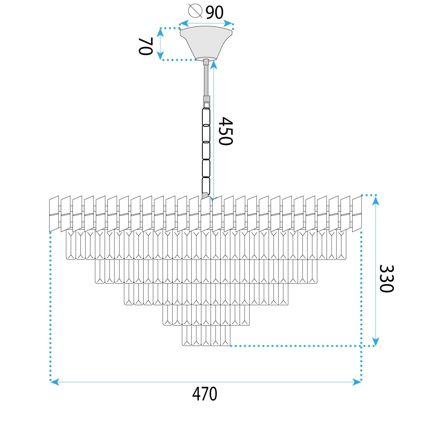 Lampa Wisząca Z Kryształami G054-cp 50cm Złota  6