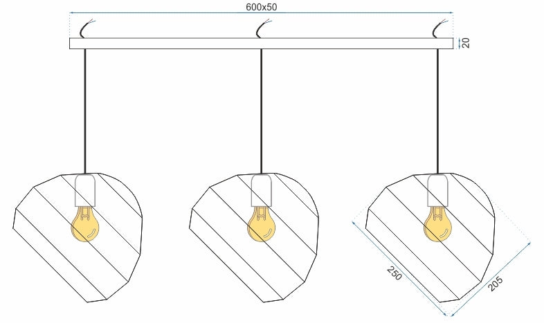 Lampa Sufitowa Wisząca Potrójna APP383-3CPR  6