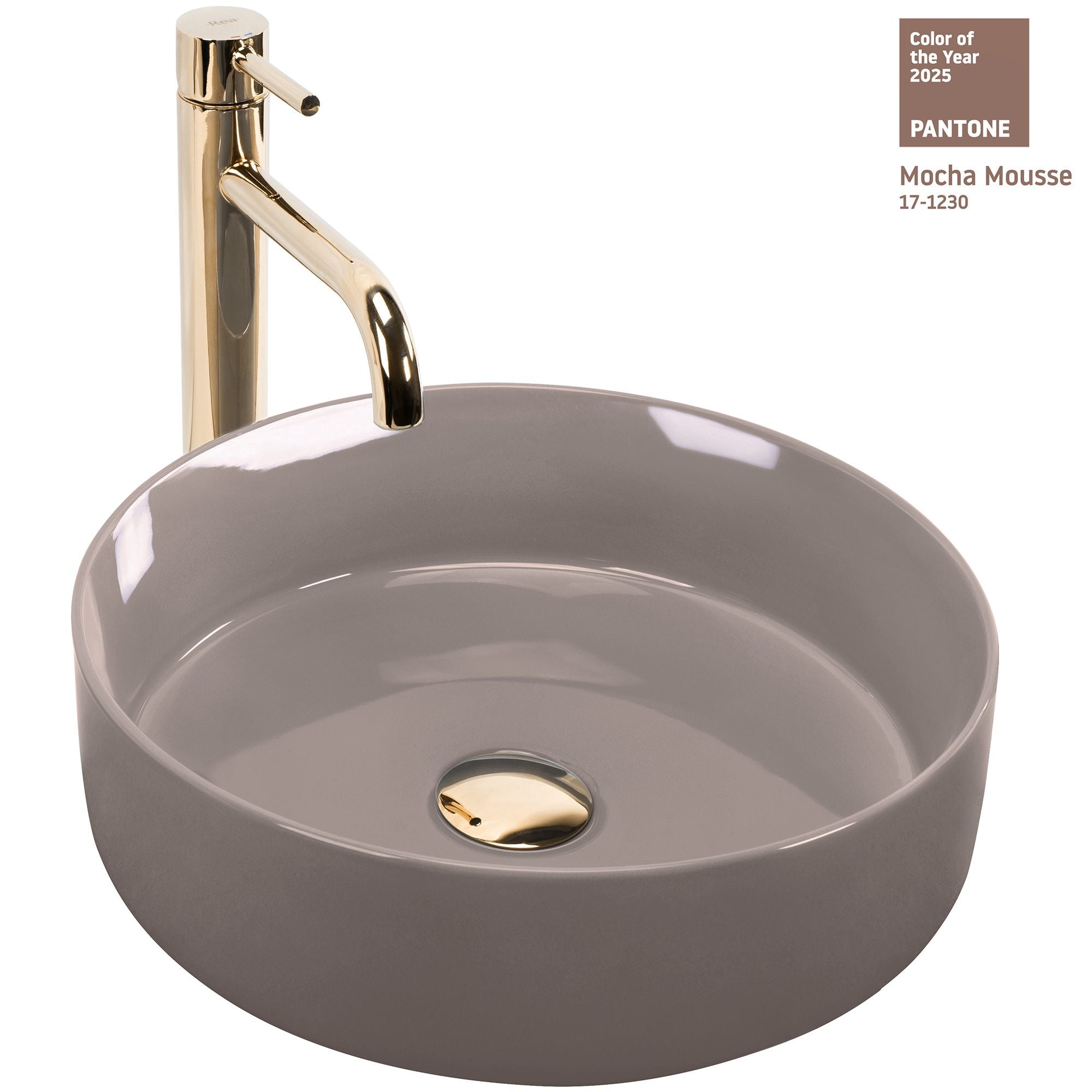 Umywalka nablatowa Rea Sami Beige Shiny  1