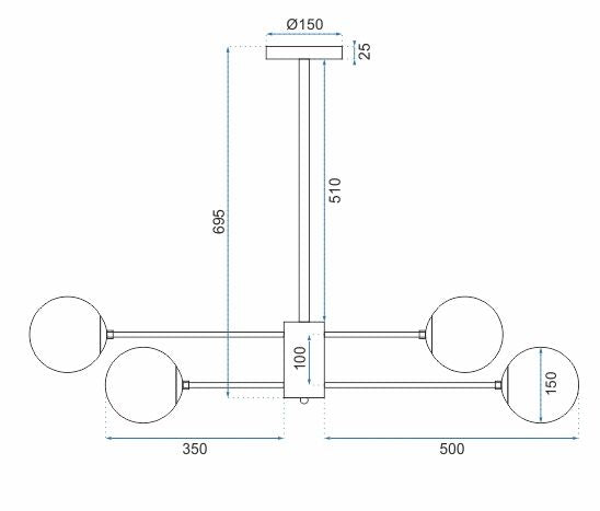 Lampa Sufitowa Wisząca Metal Industrial 6-Ramienna APP262-6C