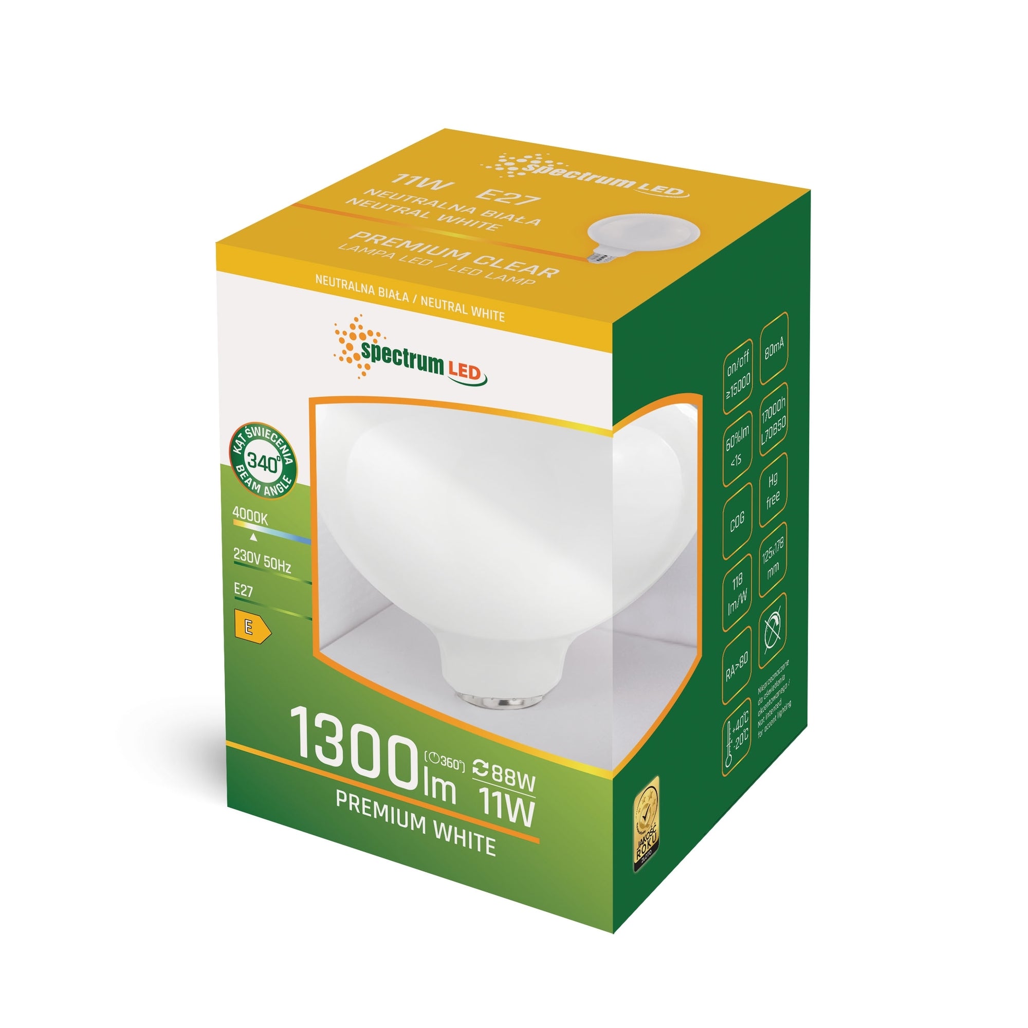 Żarówka LED Neutralna E-27 230V 11W 14368  2