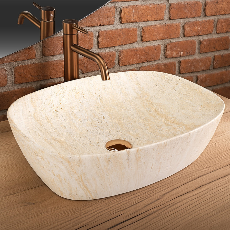 Umywalka nablatowa Rea Freja Travertine Matt  4