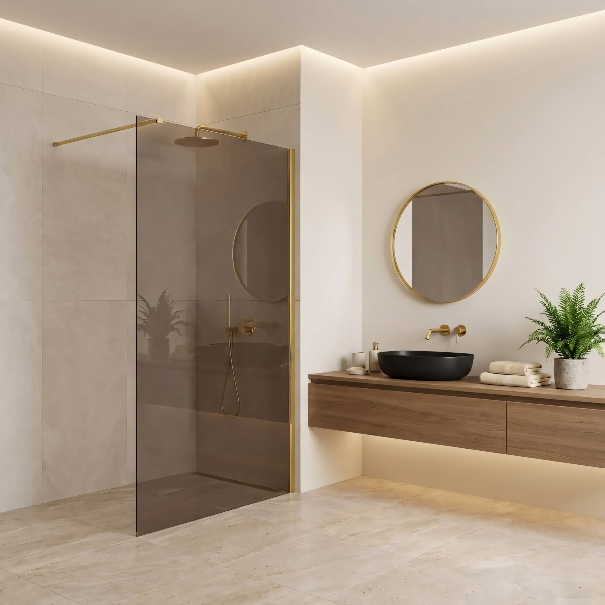 Kabina prysznicowa Walk-In Rea Flexi Brown / Gold 80  5