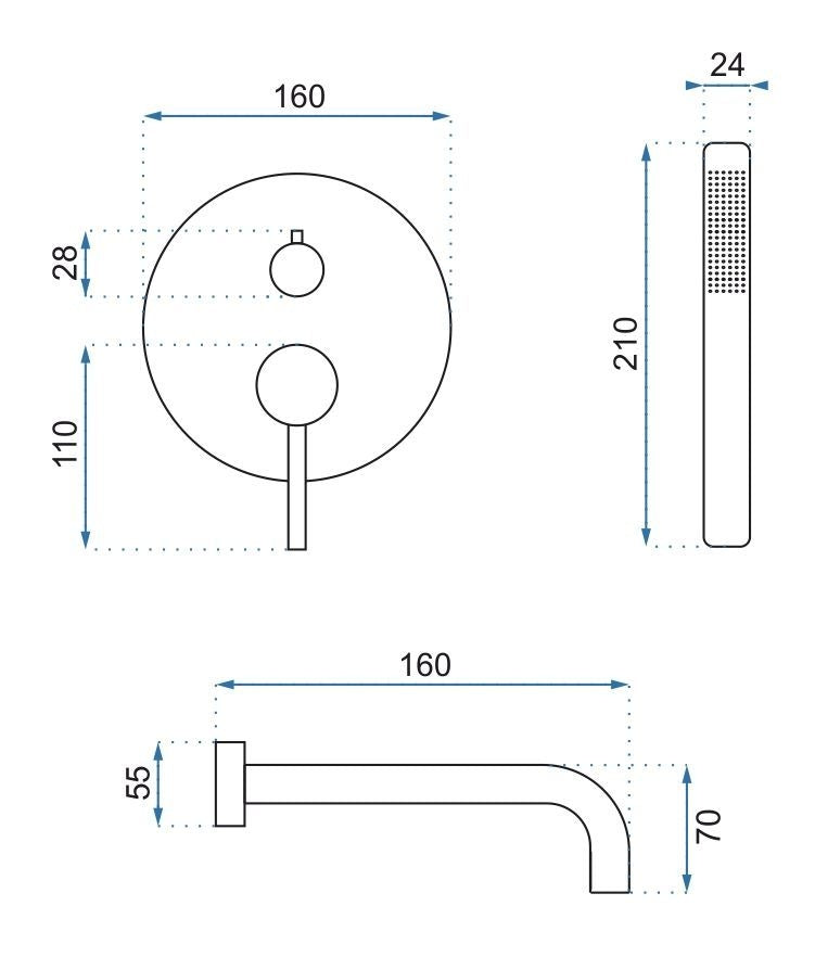 Bateria wannowa podtynkowa Rea Lungo Miedź + Box  8
