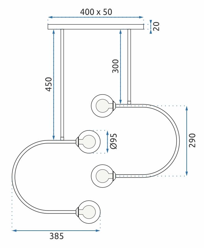 Lampa Wisząca Szklane Kule APP639-4CP Złota