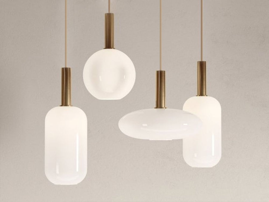 Lampa Wisząca Tuba Szklana Mleczna  APP667-1CP Złota