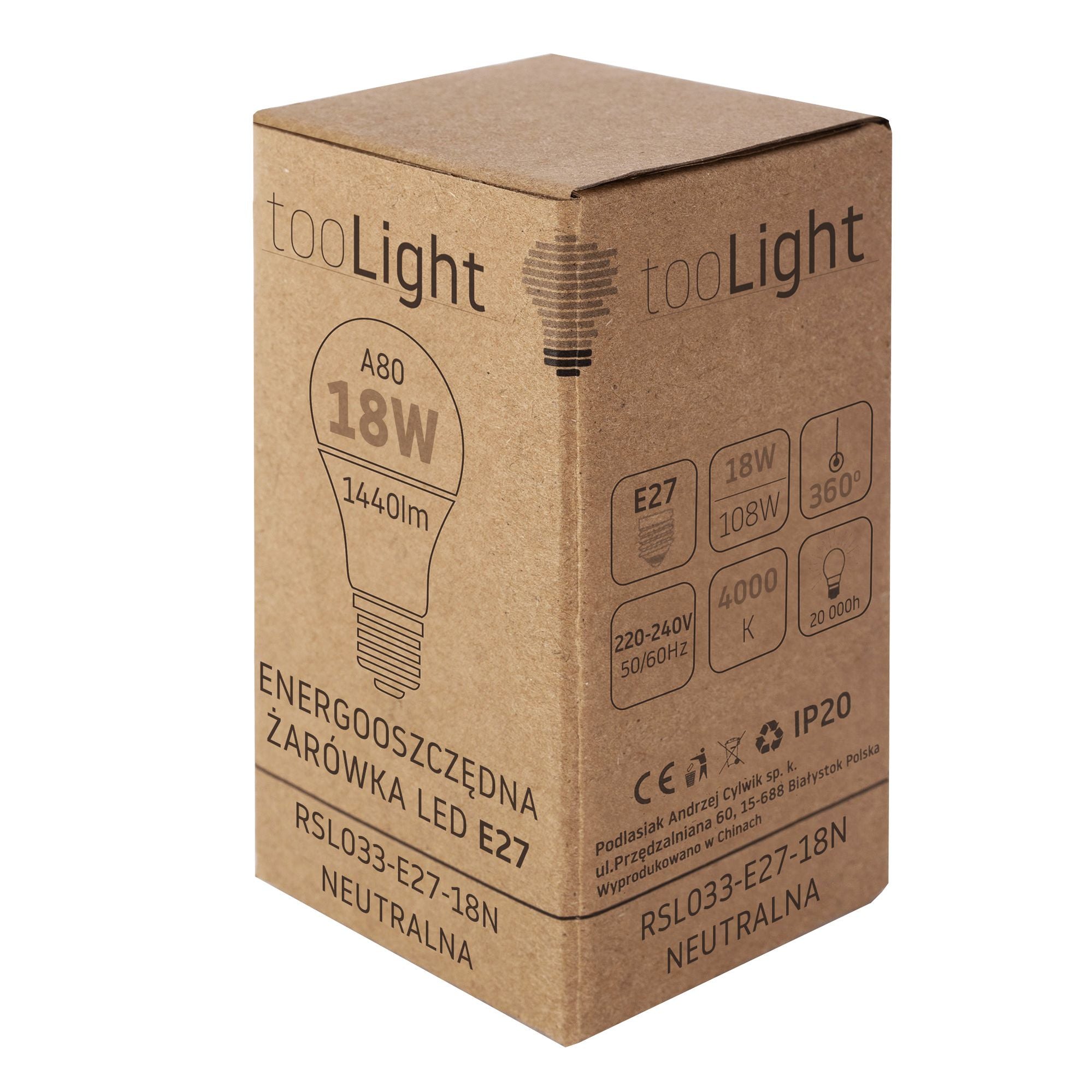 Żarówka LED Neutralna E-27 18W RSL033