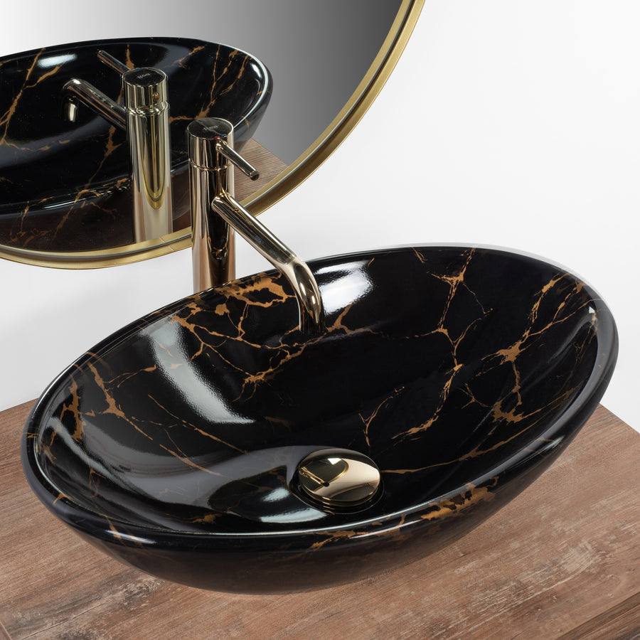 Umywalka nablatowa REA Pamela Black Marble Shiny  2