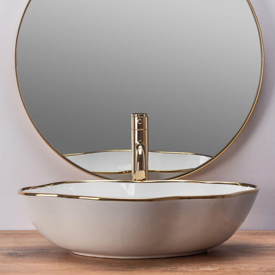 Umywalka nablatowa Rea Pearl Gold Edge