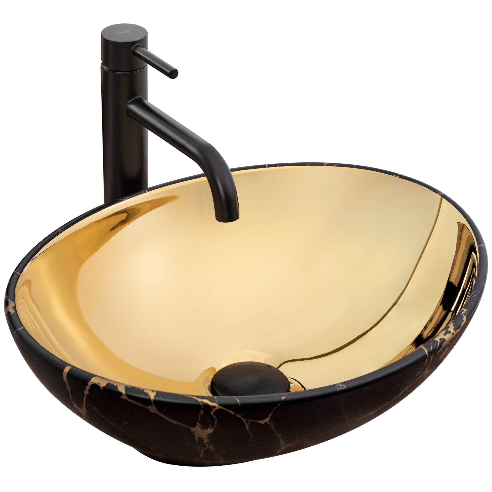 Umywalka nablatowa Rea Sofia in Gold marble black mat