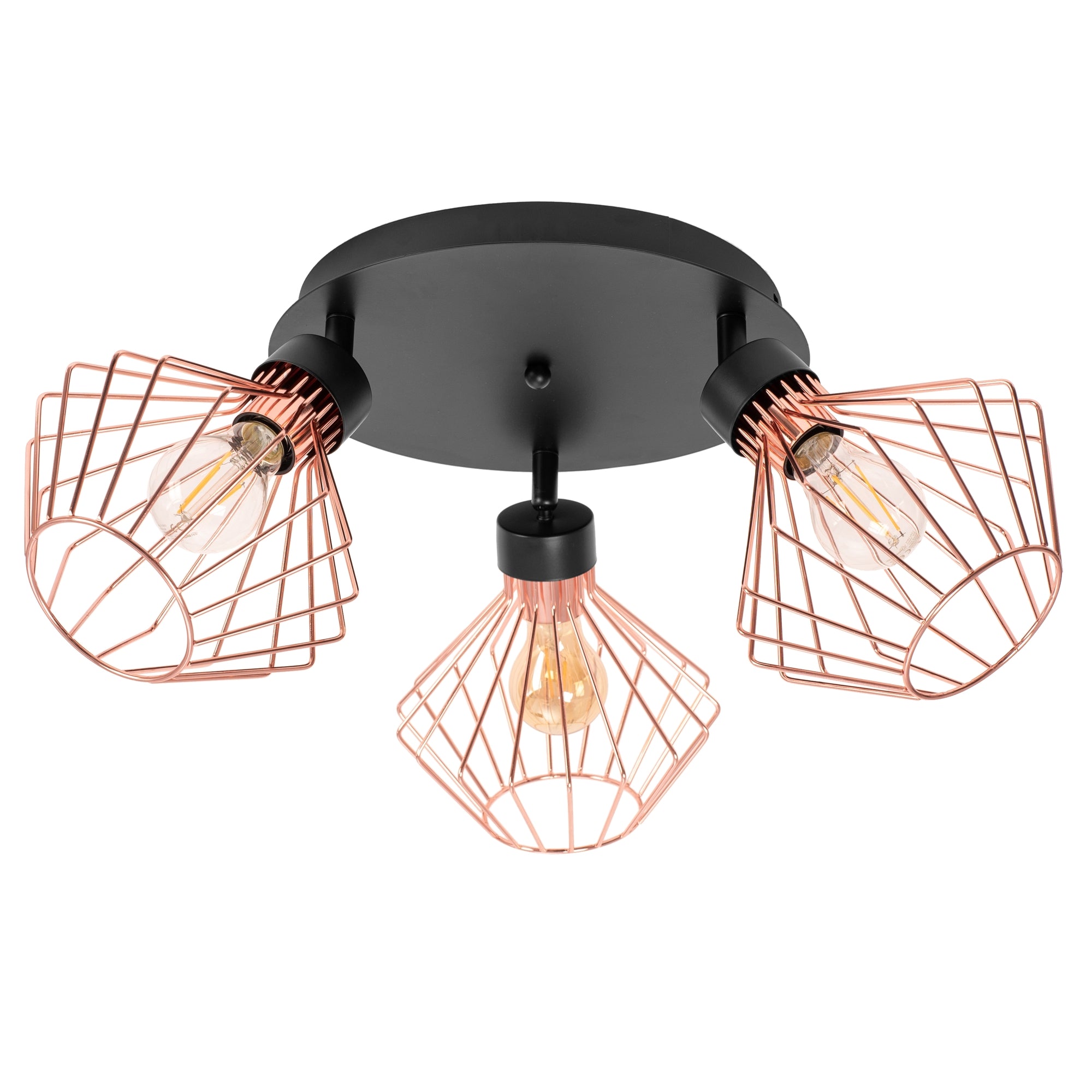 Lampa potrójna metalowa loft plafon  APP536-3C Różowe Złoto  3