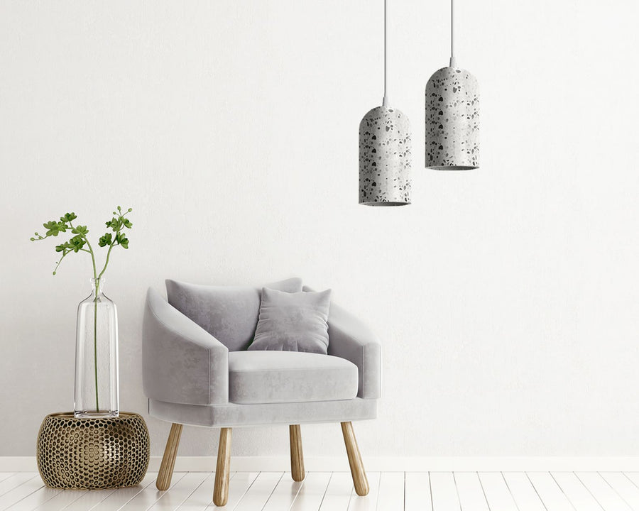 Lampa Wisząca Betonowa APP996-1CP B Biała
