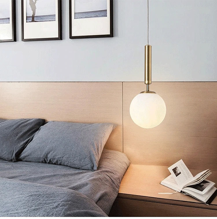 LAMPA WISZĄCA SZKLANA KULA G108-1W ZŁOTA E27  7