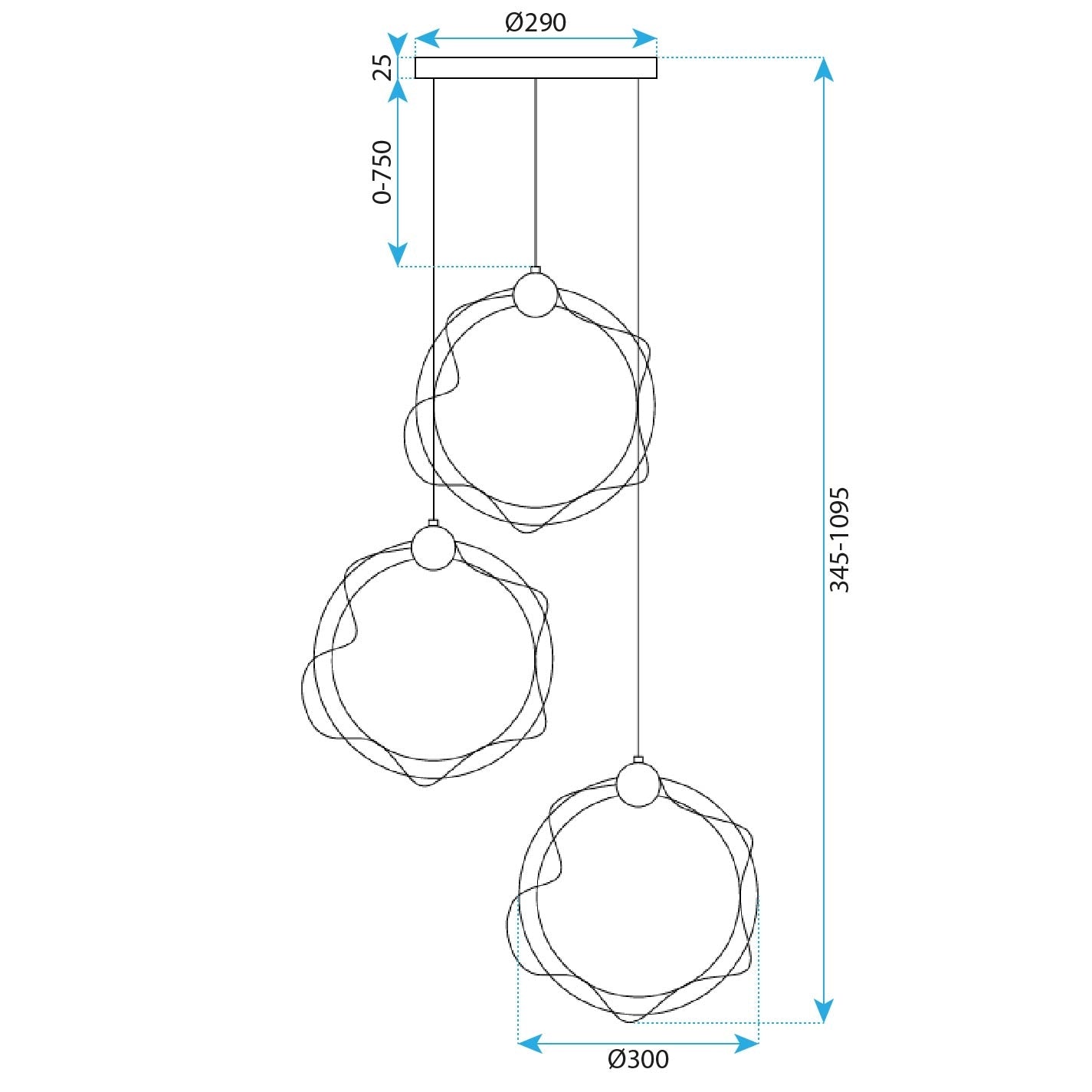 Lampa Wisząca Led G012-3cpr Złota  7