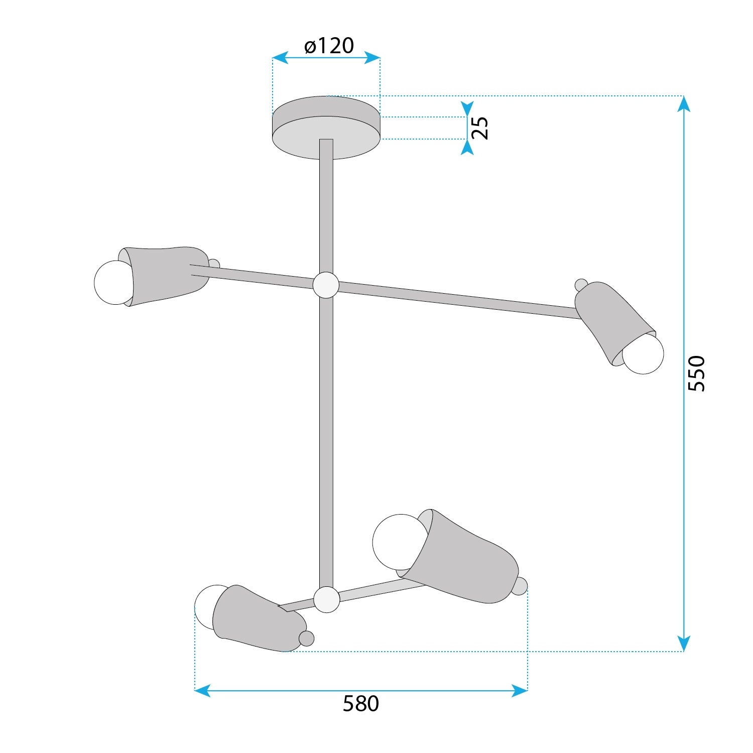 Lampa Wisząca 4-ramienna APP1708-4CP Czarna + Złoto  15