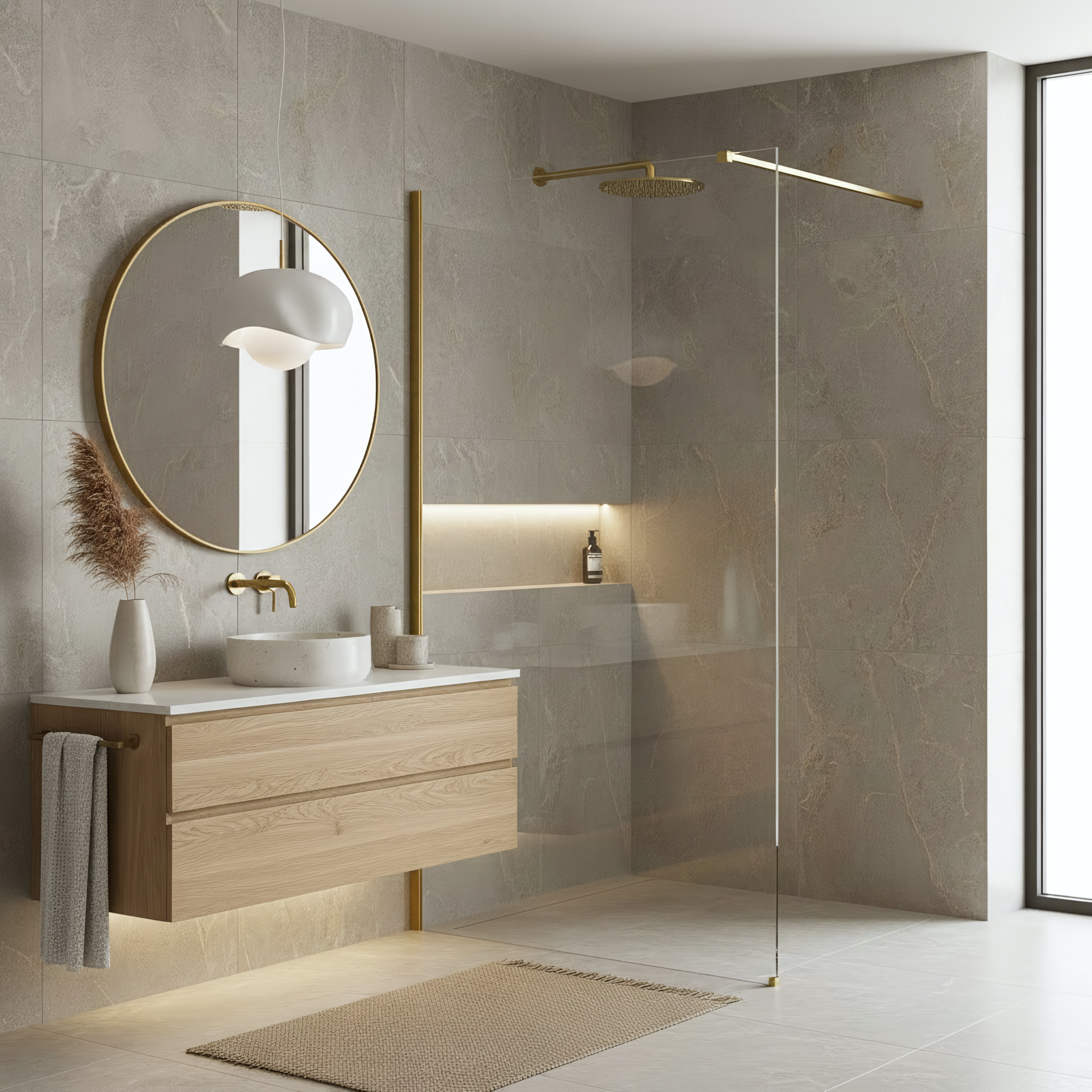 Kabina Prysznicowa Walk-in Rea Flexi Transparent / Brush Gold 130  3
