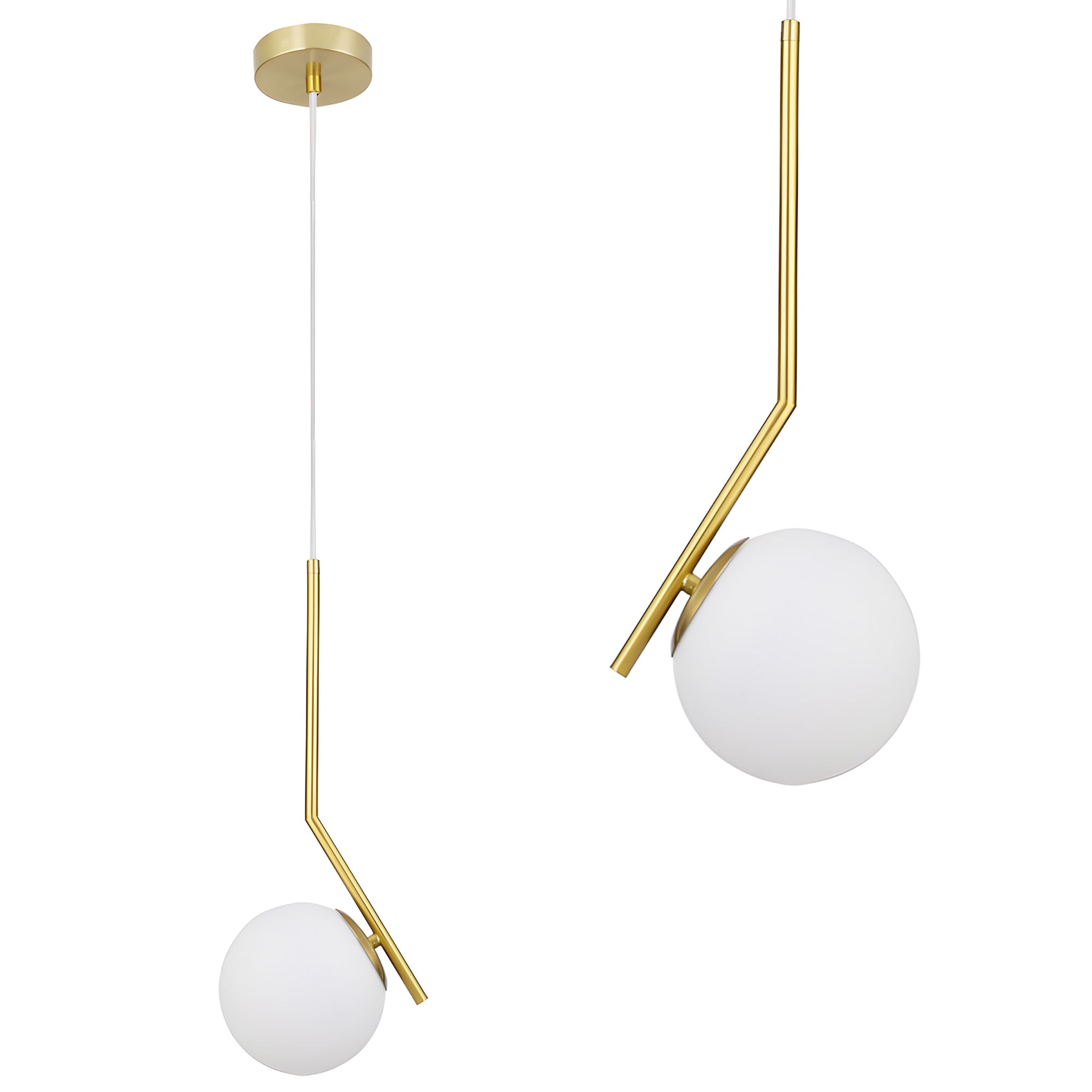Lampa Sufitowa Wisząca Szklana Kula  G106-1W Złota Biała  1