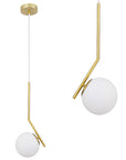 Lampa Sufitowa Wisząca Szklana Kula  G106-1W Złota Biała  1