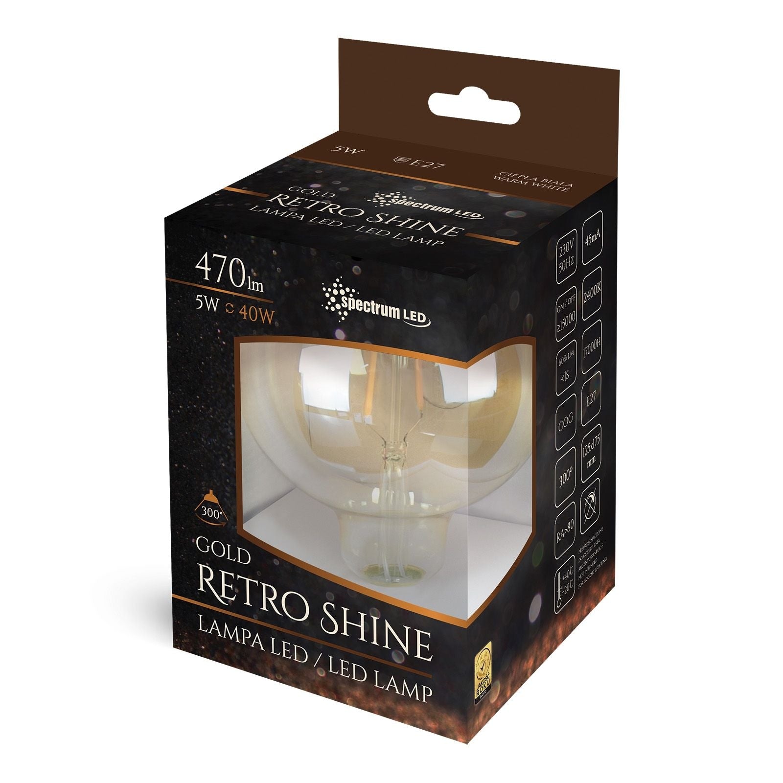 Żarówka LED Ozdobna Ciepła E-27 230V 5W Edison 14461  3