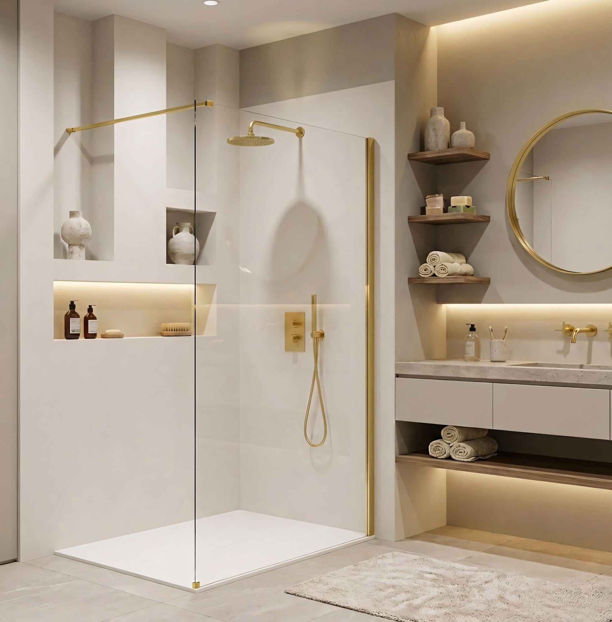 Kabina prysznicowa Walk-In Rea Flexi Transparent / Gold 100  1