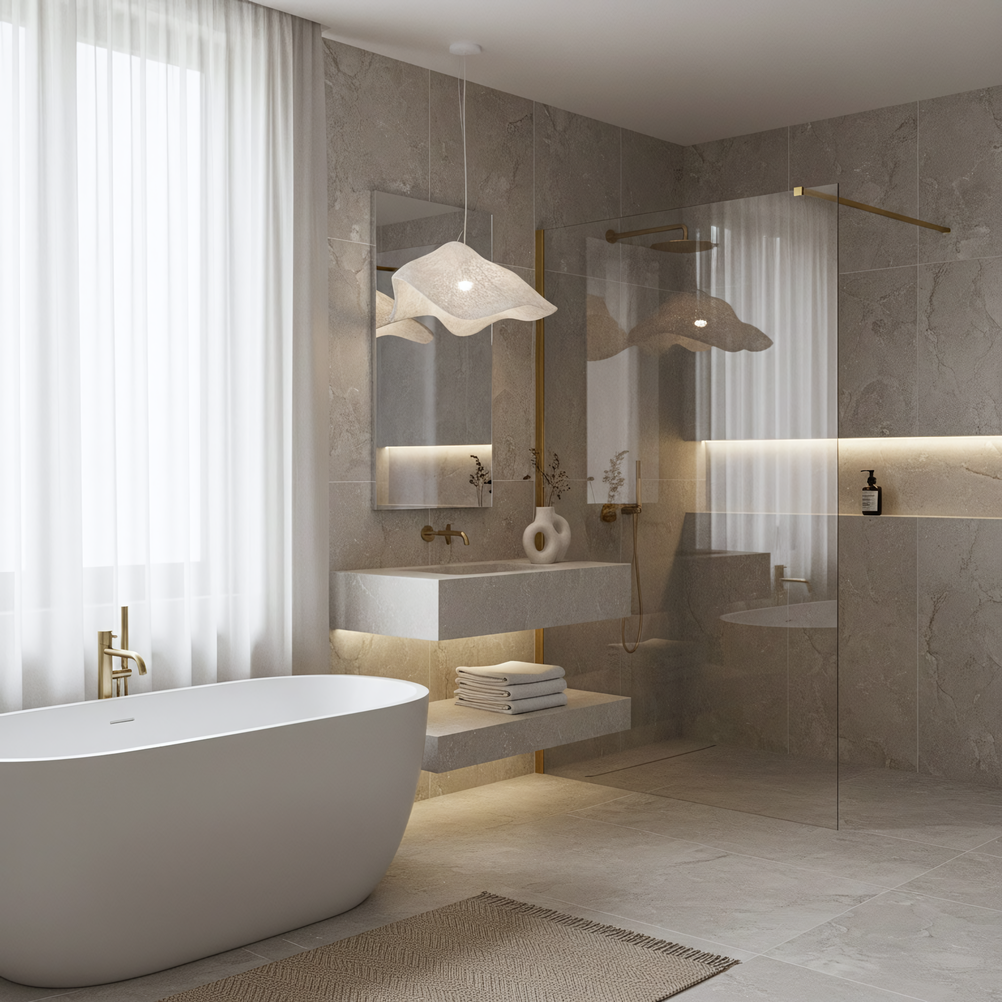 Kabina Prysznicowa Walk-in Rea Flexi Transparent / Brush Gold 110  6