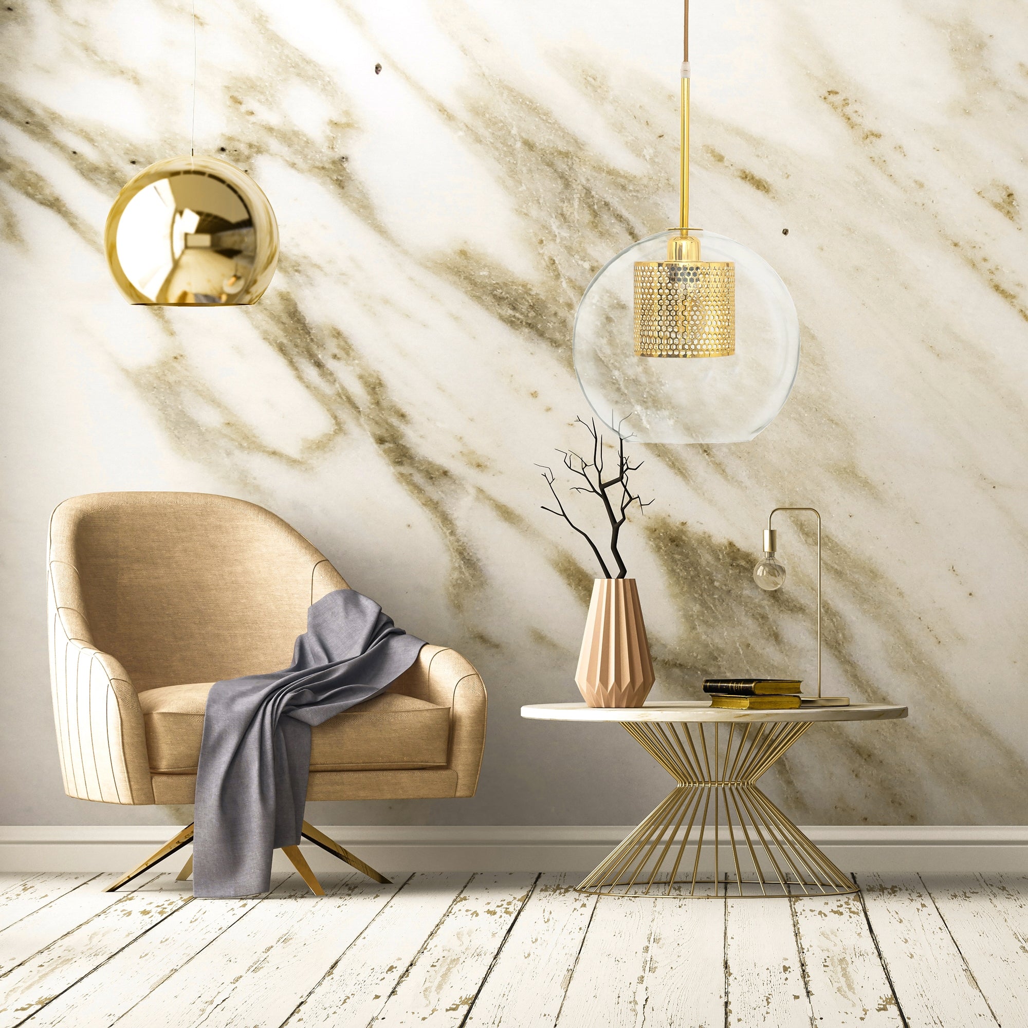 Lampa wisząca szklana loft APP554-1CP 20cm Złota  4