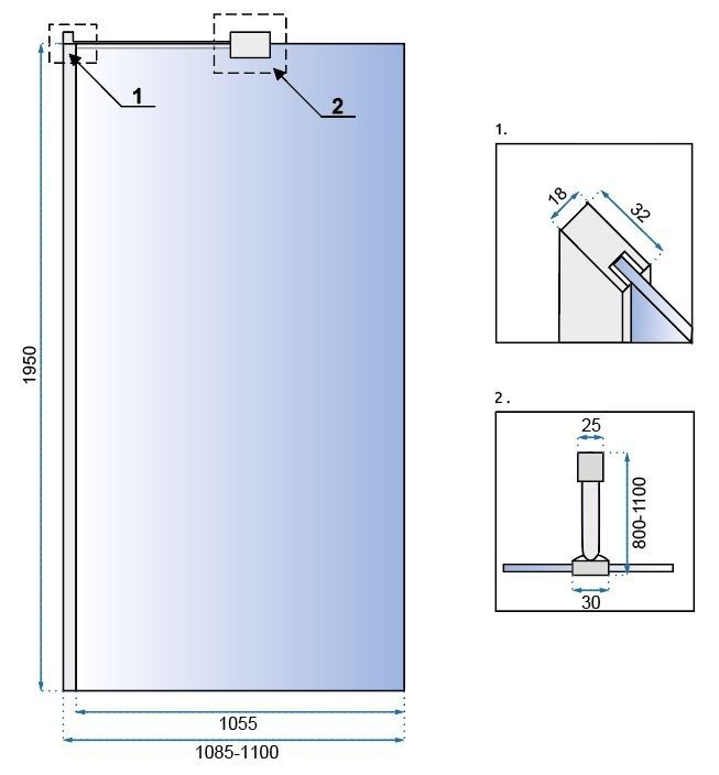 Ścianka prysznicowa Rea Aero N 110 Transparent