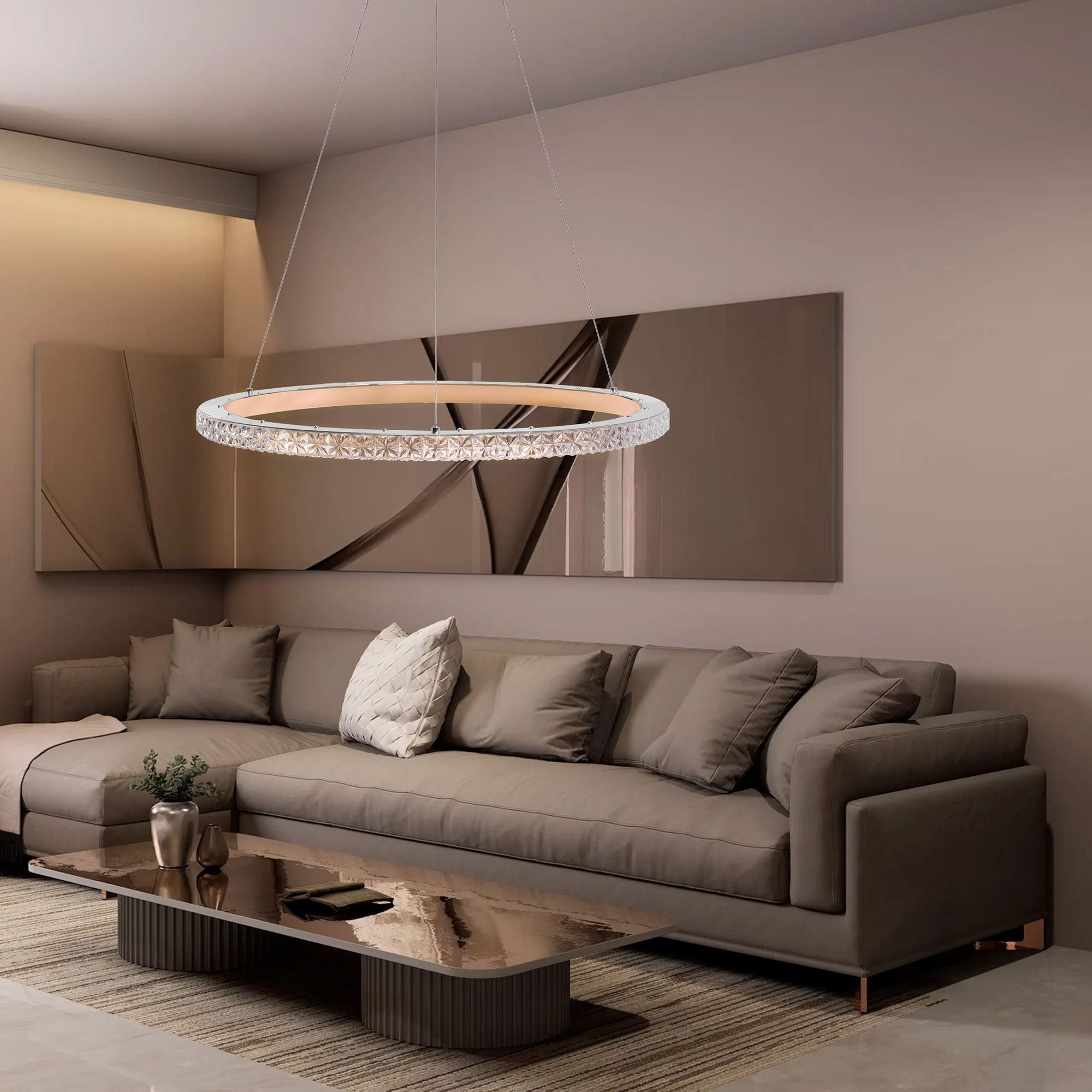 Lampa Wisząca Led Ms009-cp Jasne Różowe Złoto 59cm  7