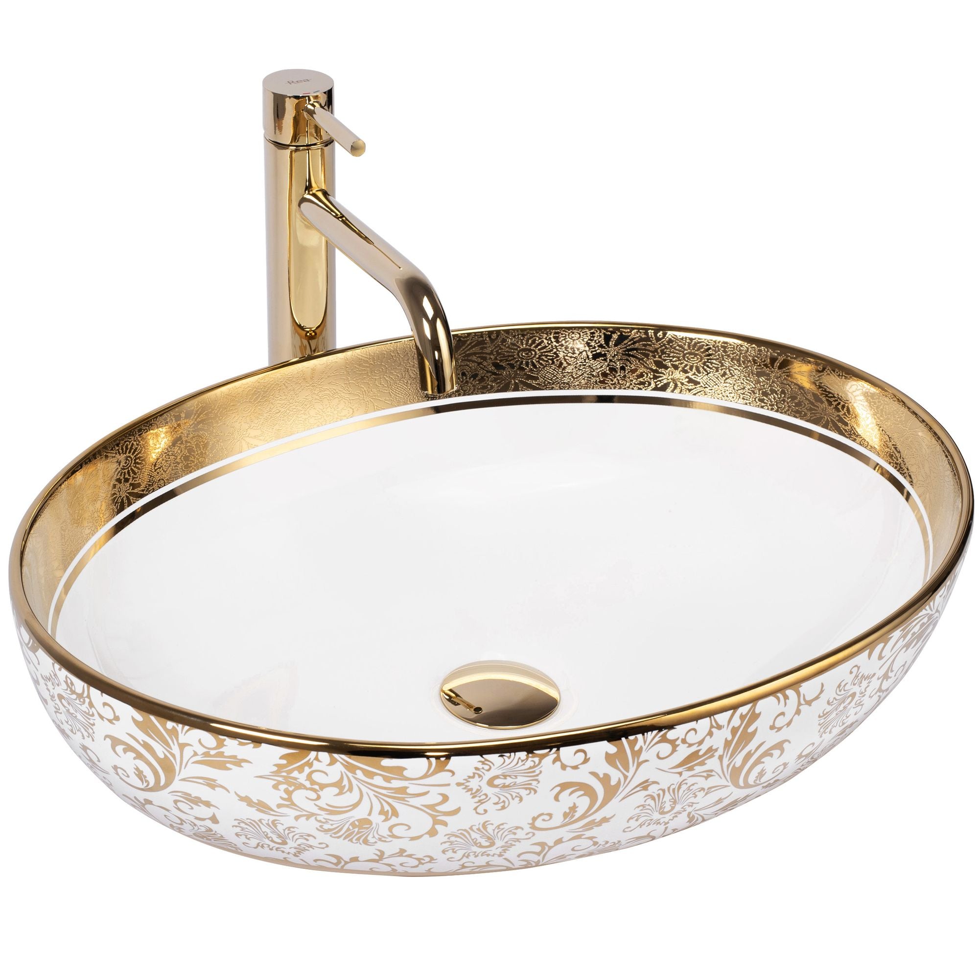 Umywalka Nablatowa Rea Margot White/Gold