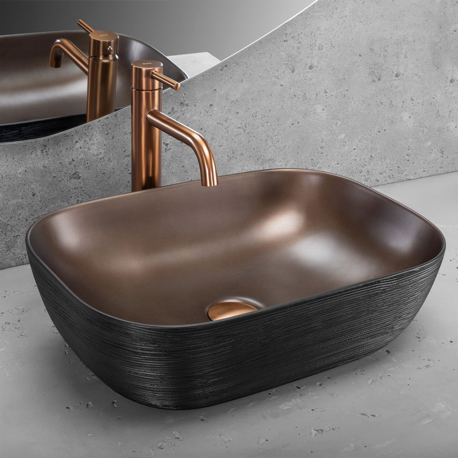 Umywalka nablatowa Rea Belinda COPPER BRUSH / Black  2