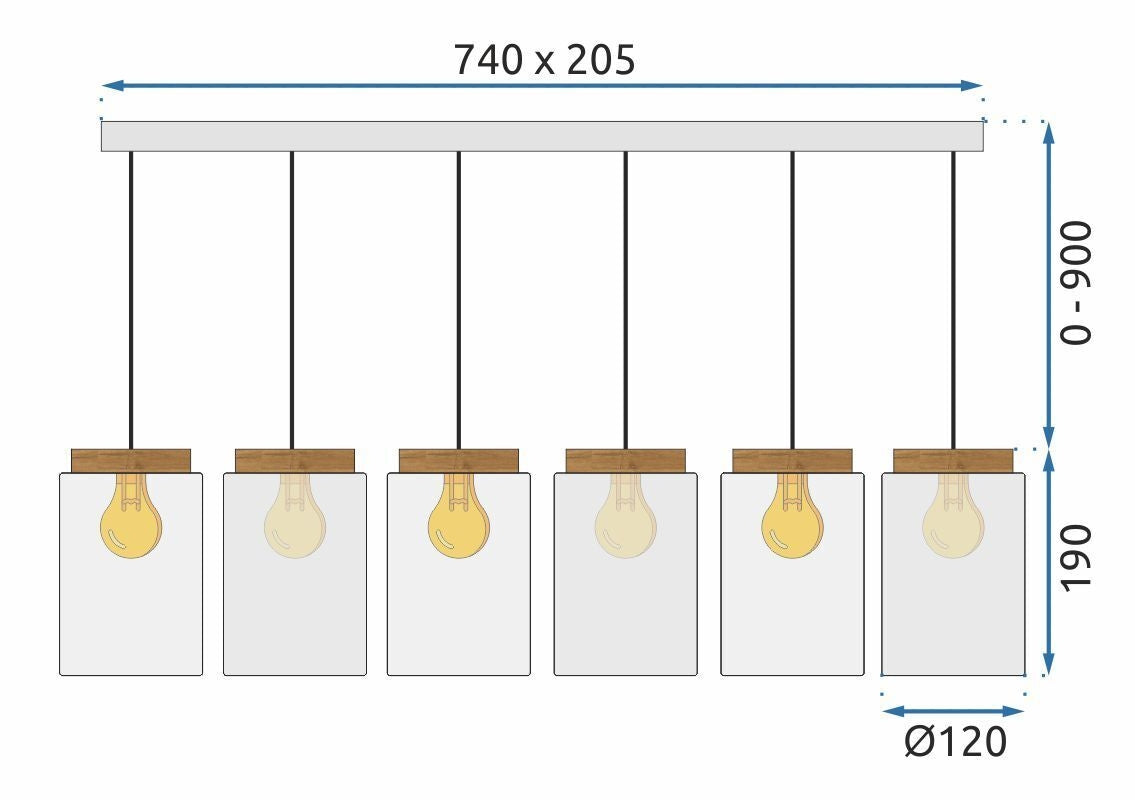 Lampa Sufitowa Wisząca APP1813-6CP Frosted Grey  7
